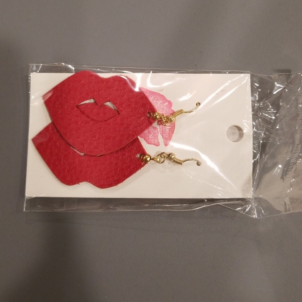Leather Lips Earrings